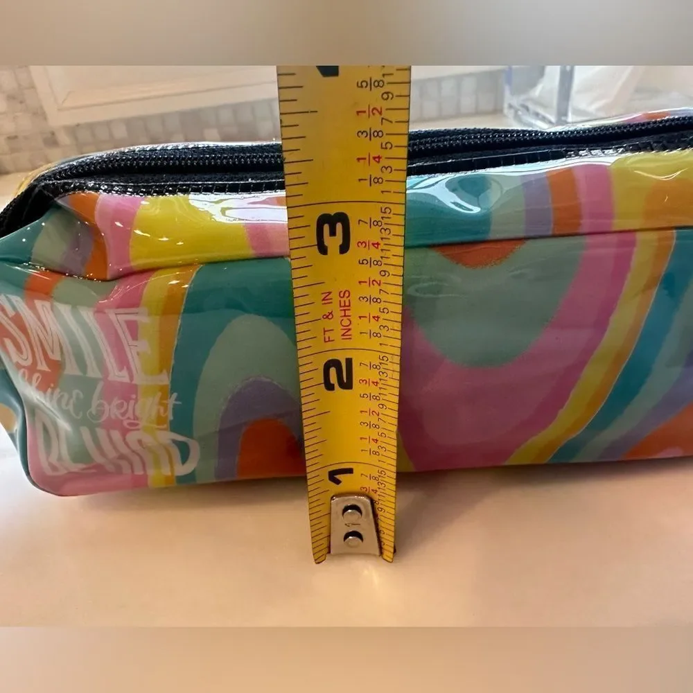 “Smile and Be Kind” Rainbow Pencil Pouch Cosmetic Bag